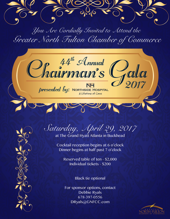 44th Annual Chairman’s Gala this Saturday April 29th from 6pm-11pm at the Grand Hyatt in Buckhead