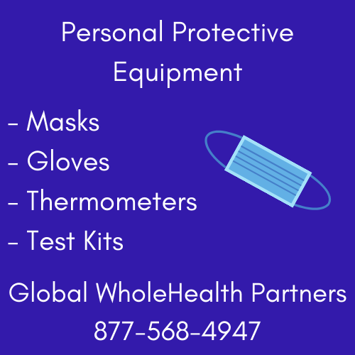 Shop PPE Gloves Masks Thermometers Global WholeHealth Partners 877-568-4947