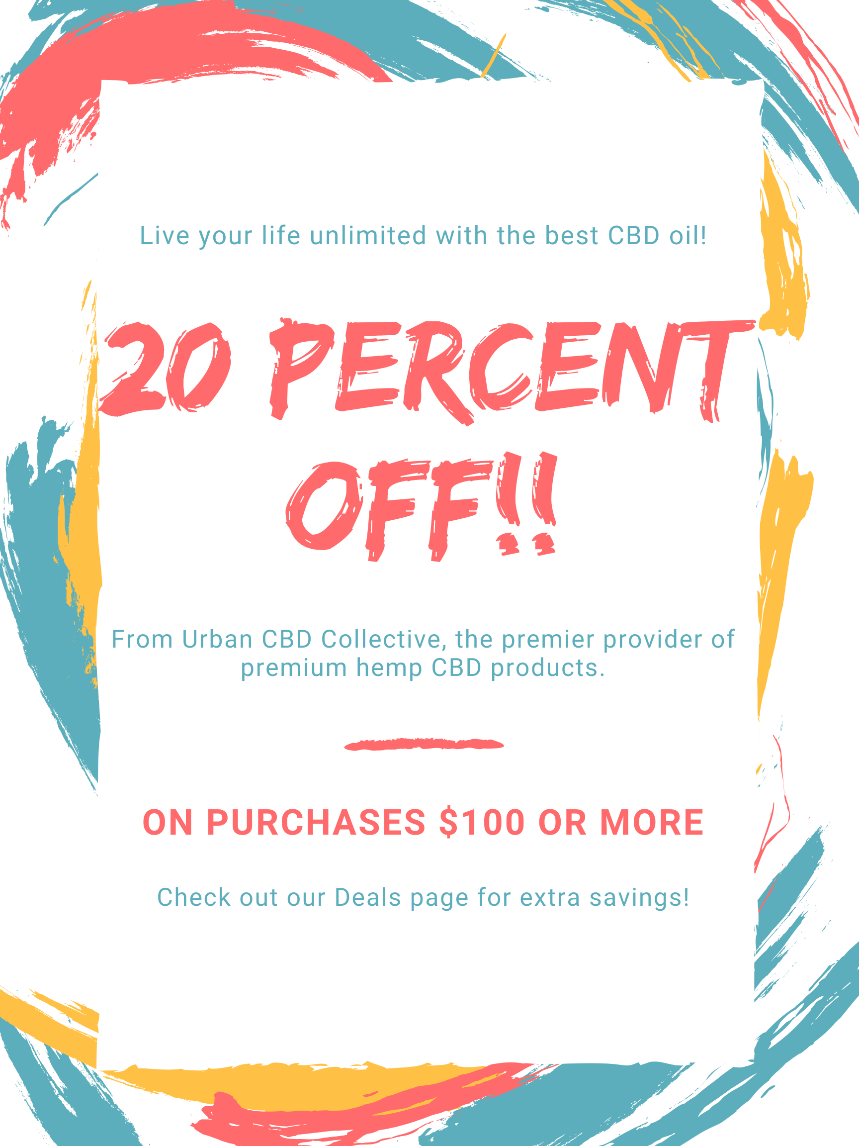 Take 20% off on orders $100 or more at Urban CBD Collective - 404-443-3224