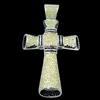 Cylinder Cross Canary Black Iced Out CZ Micro Pave .925 Sterling Silver Pendant