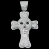 Skull Cross Iced Out CZ Micro Pave .925 Sterling Silver Pendant
