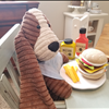 Bruno chowing down on a Haba hamburger 