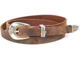Handmade Leather Belt and 3-Piece-Buckle-Set "Two-Tone Geo"