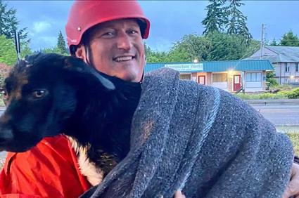 Oregon firefighters rescue injured dog stranded in canal