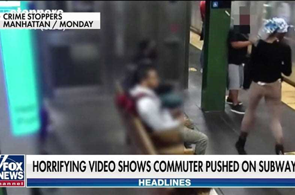 NYC woman shoves commuter into moving subway train at Times Square in brazen, on-camera attack