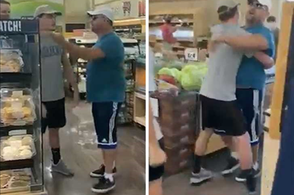 Dad's Anti-Mask Tirade Ends with Son Carrying Him Out of Store